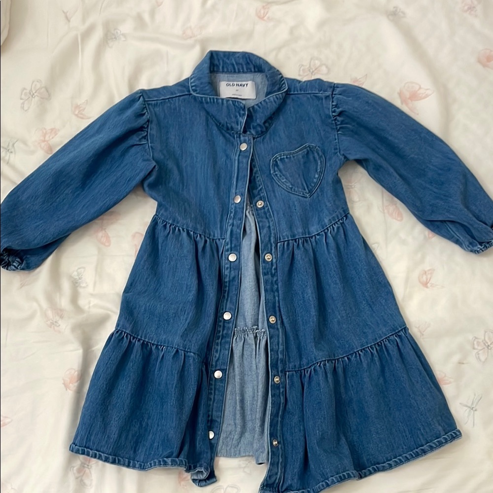 Old Navy Blue Casual Denim Dress with Balloon Sleeves